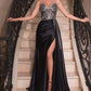 Fitted Satin Sweetheart Neckline Leg Slit Gown By Ladivine CDS440 - Special Occasion