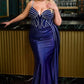 Embellished Satin Sheath Leg Slit Gown by Cinderella Divine CDS440C - Special Occasion/Curves