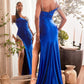 Beaded Off The Shoulder Satin Gown by Cinderella Divine CDS449 - Special Occasion