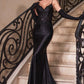 Fitted Glitter & Lace Stretch Satin Gown by Ladivine CDS450 - Special Occasion
