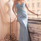 Fitted Glitter & Lace Stretch Satin Gown by Ladivine CDS450 - Special Occasion