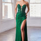 Strapless Fitted Lace Sheath Leg Slit Gown by Cinderella Divine CDS465 - Special Occasion