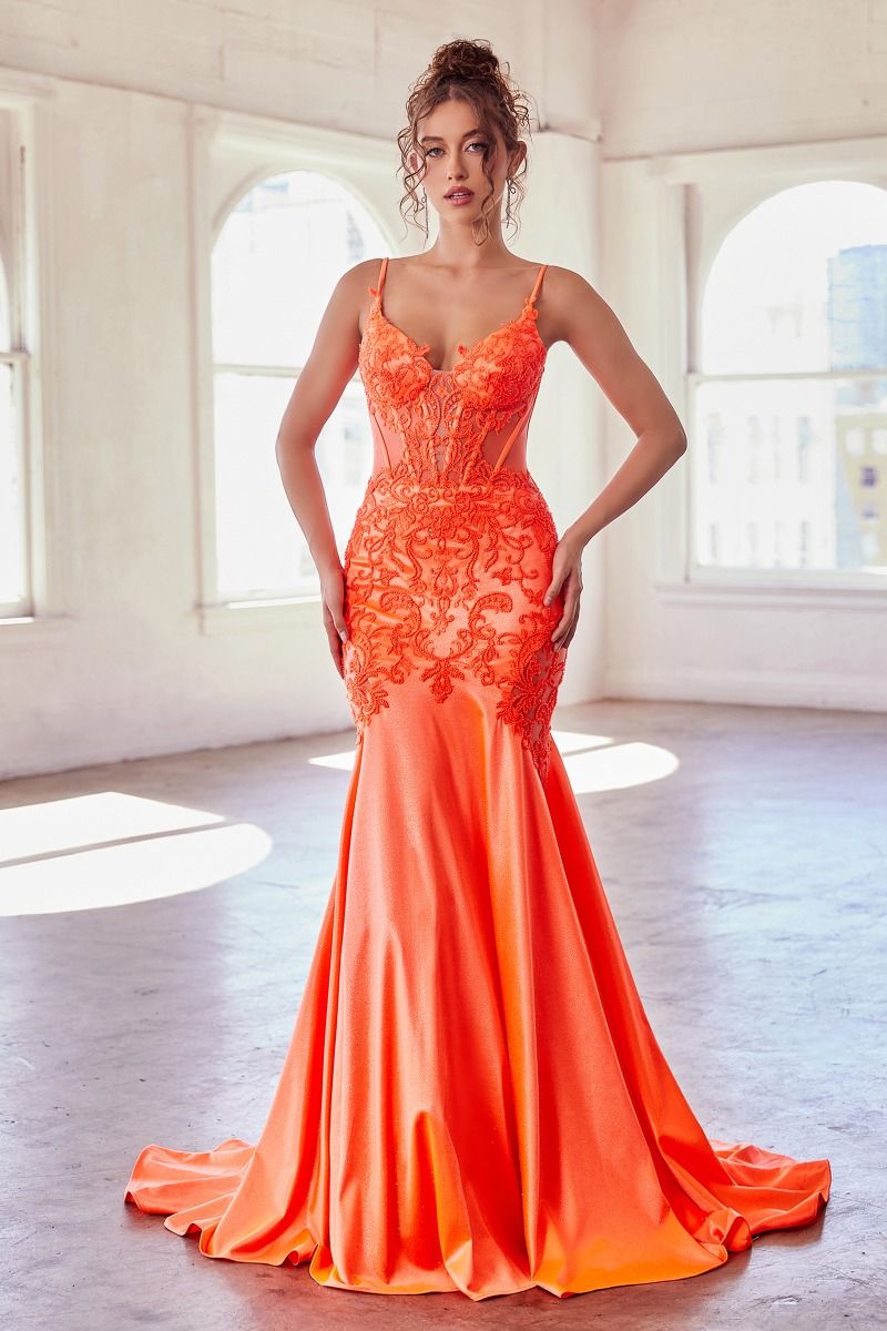 knee length dresses for ladies Formal Long Fitted Mermaid Prom Dress Amoris T705 – The Dress Outlet main image 1