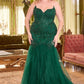 Lace & Tulle Strapless Mermaid Gown by Cinderella Divine CDS482C - Curves