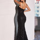 Draped V-Neckline Mermaid Gown by Cinderella Divine CDS486 - Special Occasion