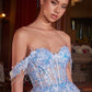 Off The Shoulder Tulle A-Line Gown by Cinderella Divine CDS490 -  Special Occasion