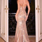 Liquid Sequin V-Neckline Gown by Cinderella Divine CDS491 - Special Occasion
