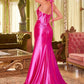 Satin Halter Sweetheart Neckline Gown by Cinderella Divine CDS492 - Special Occasion