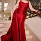 Fitted Satin Scoop Neckline Gown by Cinderella Divine CDS496C - Curves