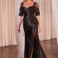 Satin Sheath Leg Slit Gown by Cinderella Divine CDS499 - Special Occasion/Curves