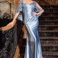 Satin Sheath Leg Slit Gown by Cinderella Divine CDS499 - Special Occasion/Curves