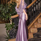 Satin Sheath Leg Slit Gown by Cinderella Divine CDS499 - Special Occasion/Curves