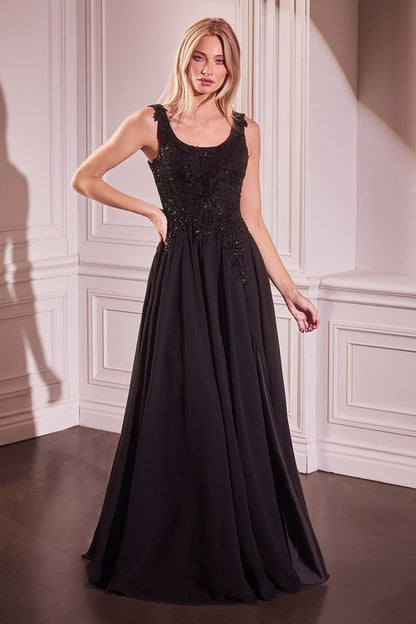 Chiffon Scoop Neckline A-Line Gown by Cinderella Divine CDS503 - Speci Ariststyles Chiffon Scoop Neckline A-Line Gown by Cinderella Divine CDS503 - Speci Ariststyles