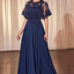 Chiffon Scoop Neckline A-Line Gown by Cinderella Divine CDS503 - Special Occasion/Curves