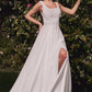 Chiffon Scoop Neckline A-Line Bridal Gown by Cinderella Divine CDS503W