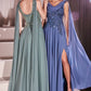 Chiffon Scoop Neckline A-Line Gown By Ladivine CDS509 - Women Evening Formal Gown - Special Occasion