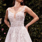 High Illusion Neckline Layered Tulle Bridal Gown by Cinderella Divine CDS511W - Special Occasion