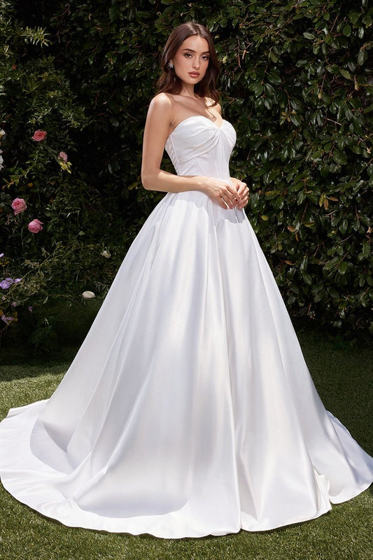 Strapless Sweetheart Neckline A-Line Gown by Cinderella Divine CDS512W - Special Occasion/Curves