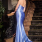 Strapless Scoop Neckline Leg Slit Gown By Ladivine CDS529 - Women Evening Formal Gown - Special Occasion