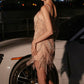Fringe Flapper V-Neckline Short Dress by Cinderella Divine CDS531