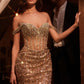 Sequin Off The Shoulder Leg Slit Gown By Ladivine CDS534 - Women Evening Formal Gown - Special Occasion