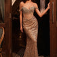 Sequin Off The Shoulder Leg Slit Gown By Ladivine CDS534 - Women Evening Formal Gown - Special Occasion