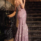 Sequin Off The Shoulder Leg Slit Gown By Ladivine CDS534 - Women Evening Formal Gown - Special Occasion