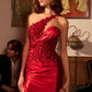 One Shoulder Sheath Leg Slit Gown By Ladivine CDS535 - Women Evening Formal Gown - Special Occasion