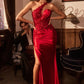 One Shoulder Sheath Leg Slit Gown By Ladivine CDS535 - Women Evening Formal Gown - Special Occasion