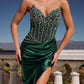 Strapless Beaded Bodice Leg Slit Gown By Ladivine CDS538 - Women Evening Formal Gown - Special Occasion