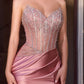 Strapless Beaded Bodice Leg Slit Gown By Ladivine CDS538 - Women Evening Formal Gown - Special Occasion