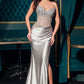 Strapless Beaded Bodice Leg Slit Gown By Ladivine CDS538 - Women Evening Formal Gown - Special Occasion