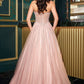 Glitter Layered Tulle A-Line Gown by Cinderella Divine CDS541 - Special Occasion
