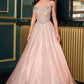 Glitter Layered Tulle A-Line Gown by Cinderella Divine CDS541 - Special Occasion
