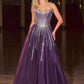 Glitter Layered Tulle A-Line Gown by Cinderella Divine CDS541 - Special Occasion