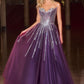 Glitter Layered Tulle A-Line Gown by Cinderella Divine CDS541 - Special Occasion