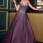 Glitter Layered Tulle A-Line Gown by Cinderella Divine CDS541 - Special Occasion