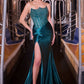 Strapless Sweetheart Neckline Leg Slit Gown by Cinderella Divine CDS543 - Special Occasion