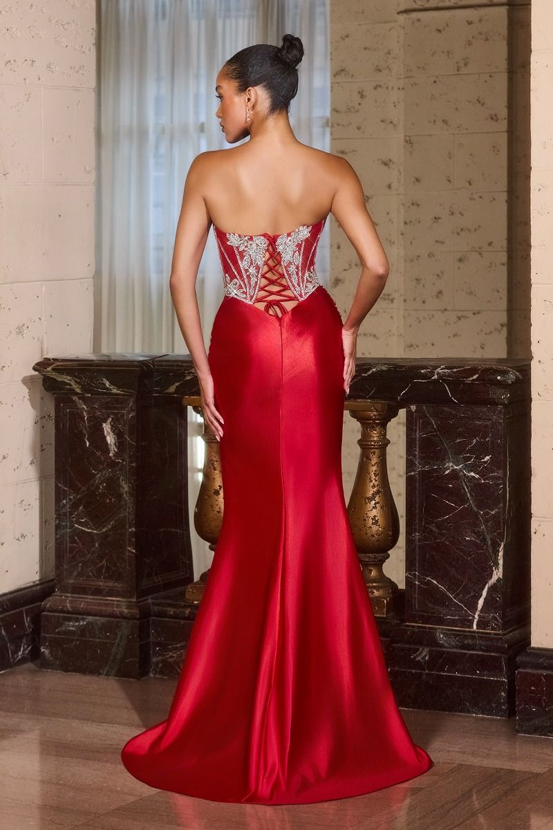 Embellished Crystal Corset Gown By Ladivine CDS546 - Women Evening Formal Gown - Special Occasion