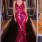 Sequin Plunging Neckline Gown By Ladivine CDS551 - Women Evening Formal Gown - Special Occasion