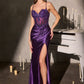 Illusion Corset Bodice Leg Slit Gown By Ladivine CDS559 - Women Evening Formal Gown - Special Occasion