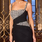 Crystal Square Neckline Leg Slit Gown By Ladivine CDS562 - Women Evening Formal Gown - Special Occasion/Curves