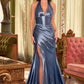 Halter Corset Waist Satin Gown by Cinderella Divine CH048 - Special Occasion