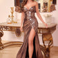 Strapless V-Neckline Satin Gown by Cinderella Divine CH051 - Special Occasion