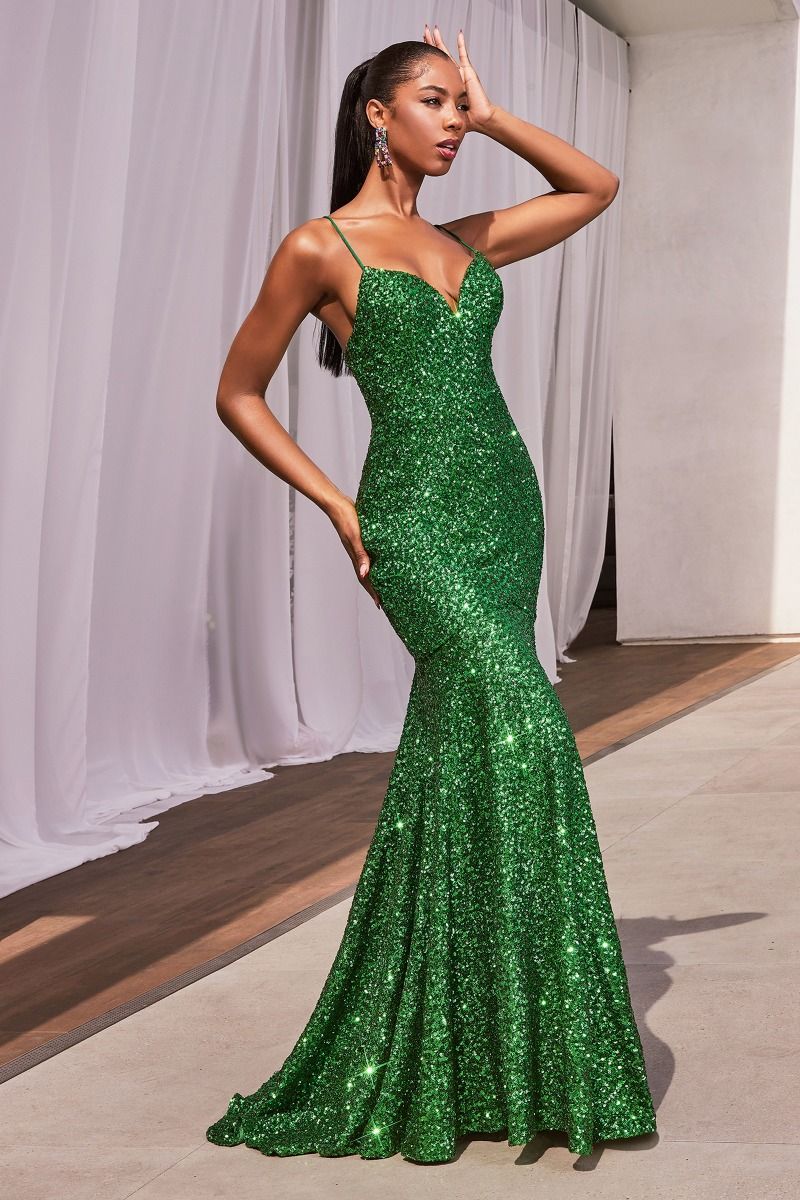 De Soirée Sirène Robe De Soirée A Paillette Vert Foncé Robe De
