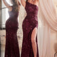 One Shoulder Sequin Gown By Ladivine CH077 - Women Evening Formal Gown - Special Occasion