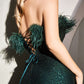 Strapless Feather Sequins Slit Gown by Ladivine CH147- Special Occasion/Curves