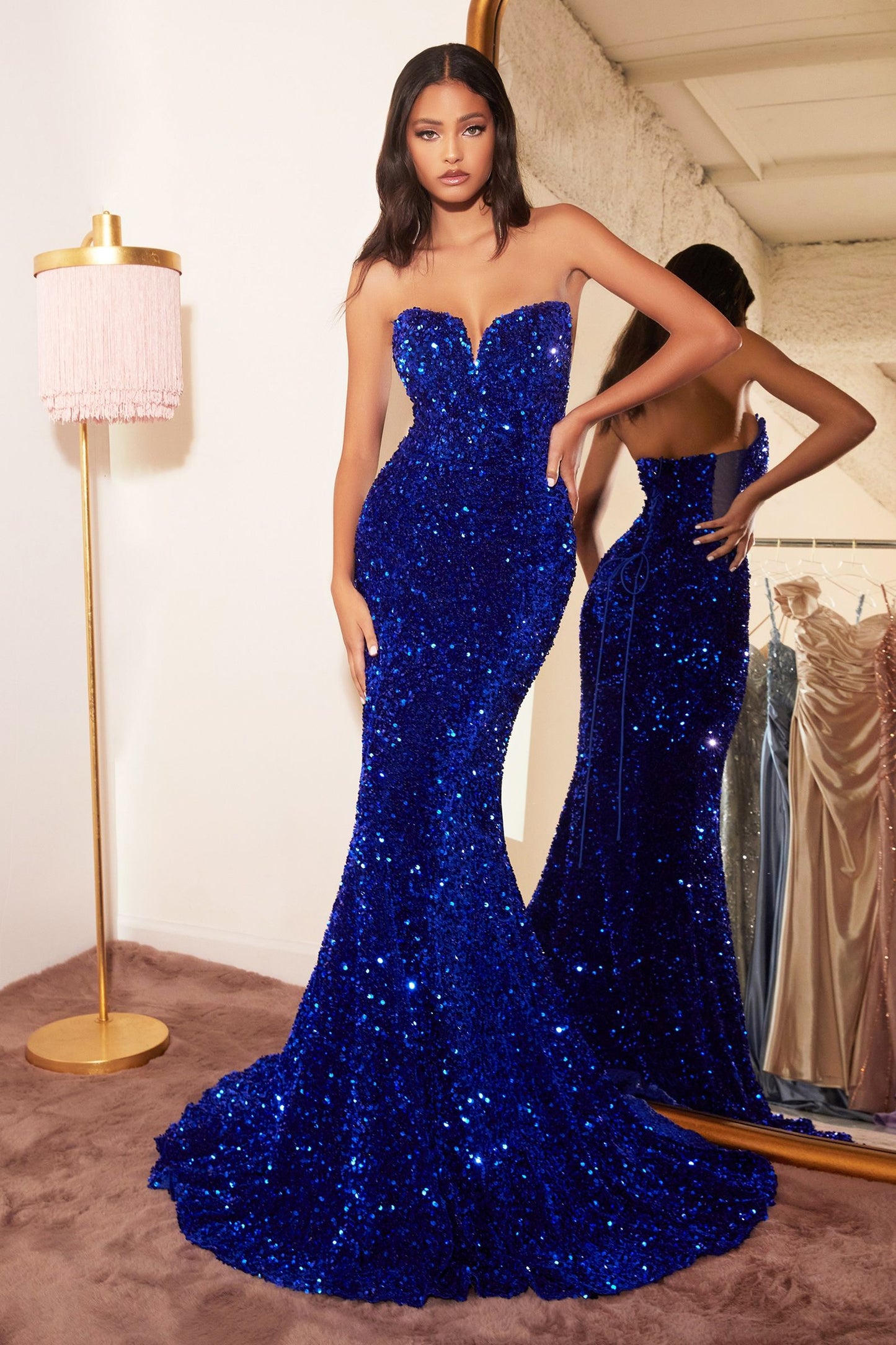 Strapless Sequin Gown by Cinderella Divine - CH151 - Special Occasion/Curves