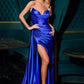 Satin Pointed V-Neckline Gown By Ladivine CH351 - Women Evening Formal Gown - Special Occasion