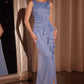 Higher Neckline Sheath Leg Slit Gown by Ladivine CH377 - Special Occasion/Curves